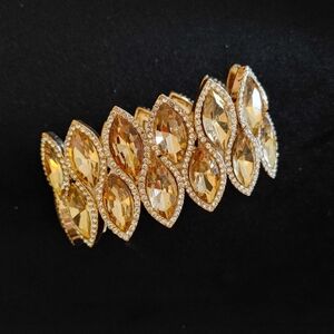 Citrine Gemstone Marquise Style Rhinestone Bracelet💛💎